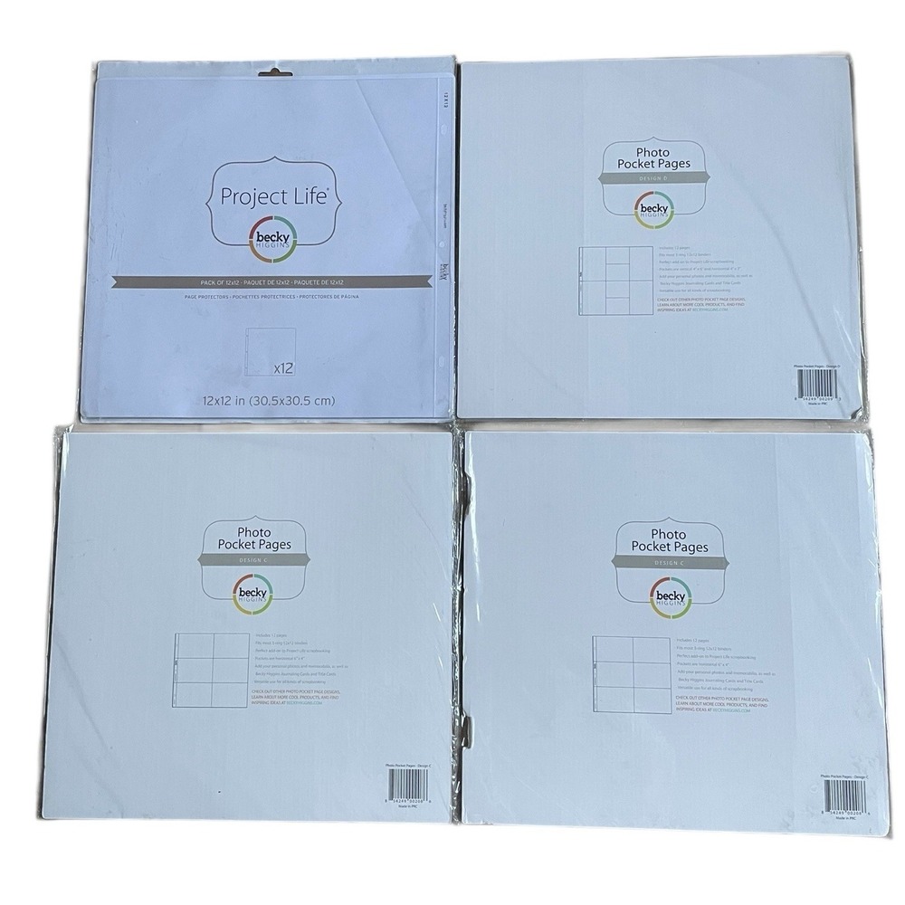 Becky Higgins Project Life Photo Pocket Pages 12x12 Scrapbook Size 12 Clear 4pk